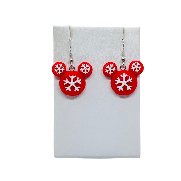 Christmas Mickey Snowflake Holiday Earrings - Picture 5 of 6